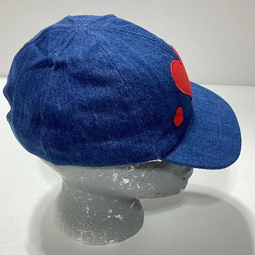 Storybook Heirlooms Denim Cap with Red Heart Accents Vintage Hat NOS Valentine